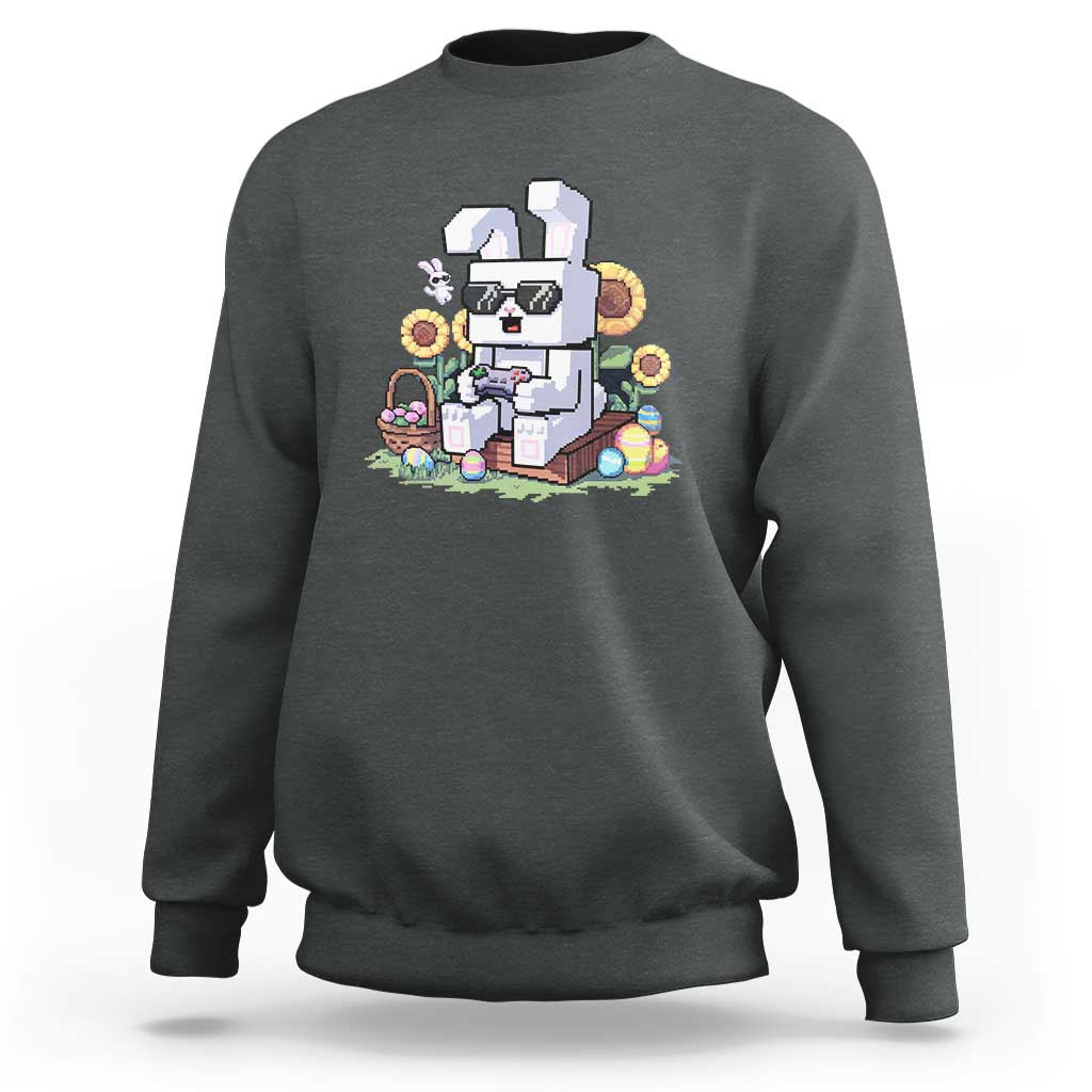 Pixel Art Gamer Bunny Easter Sweatshirt Cool Retro Gaming Vibes