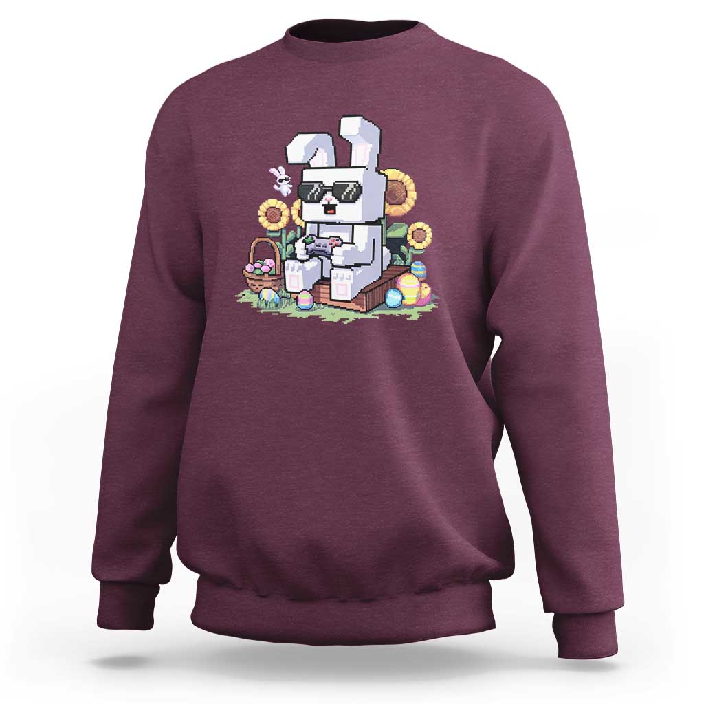 Pixel Art Gamer Bunny Easter Sweatshirt Cool Retro Gaming Vibes