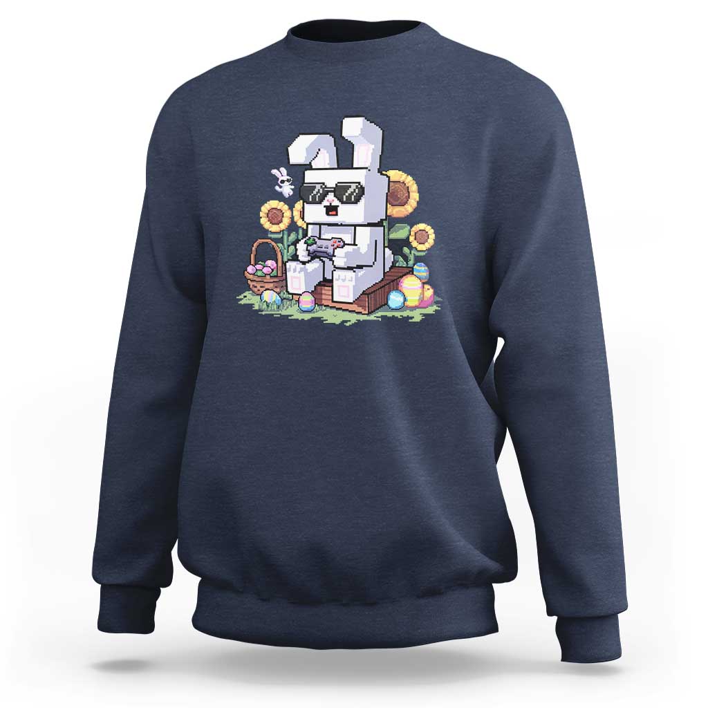Pixel Art Gamer Bunny Easter Sweatshirt Cool Retro Gaming Vibes