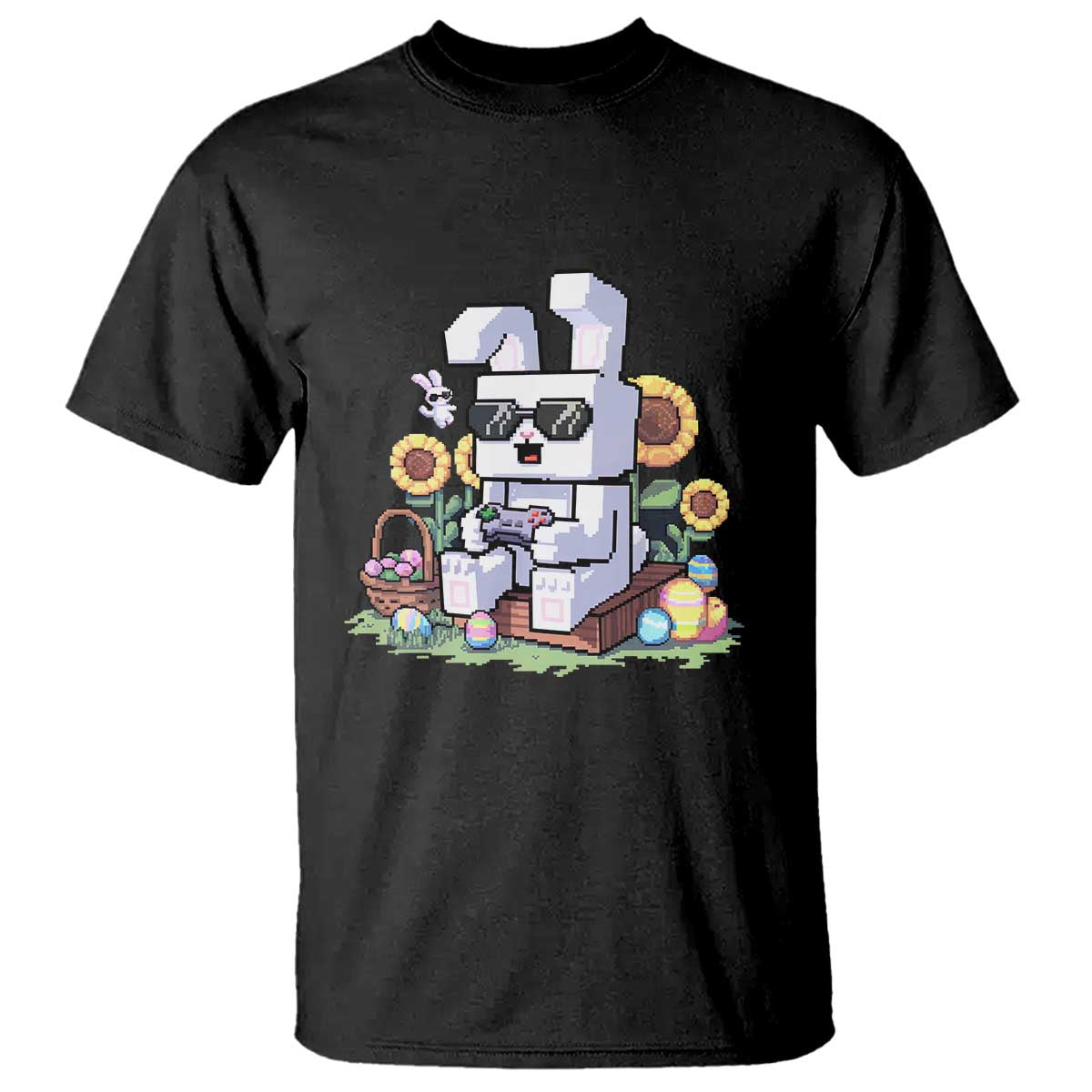 Pixel Art Gamer Bunny Easter T Shirt Cool Retro Gaming Vibes