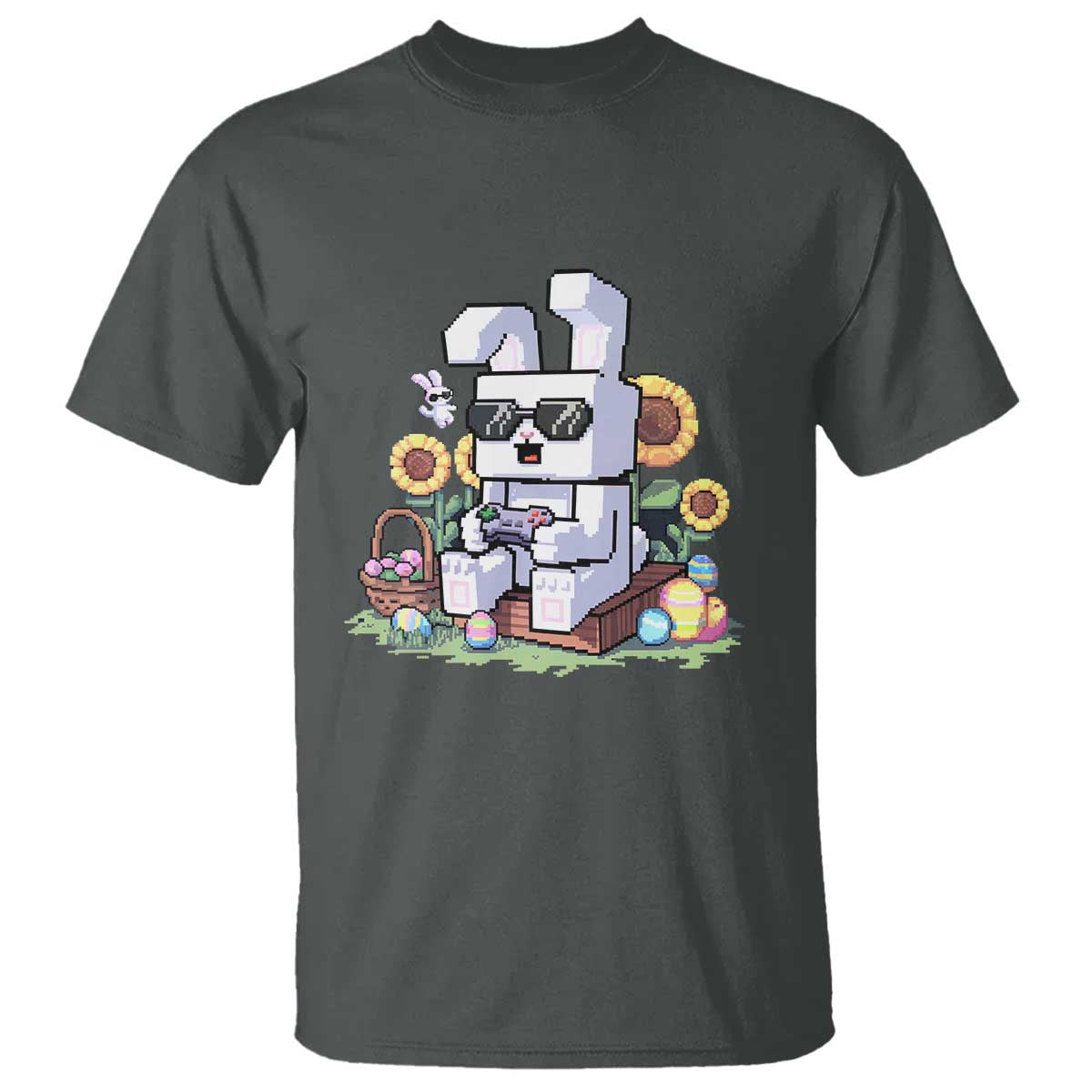 Pixel Art Gamer Bunny Easter T Shirt Cool Retro Gaming Vibes