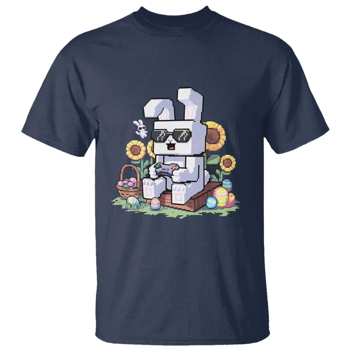 Pixel Art Gamer Bunny Easter T Shirt Cool Retro Gaming Vibes