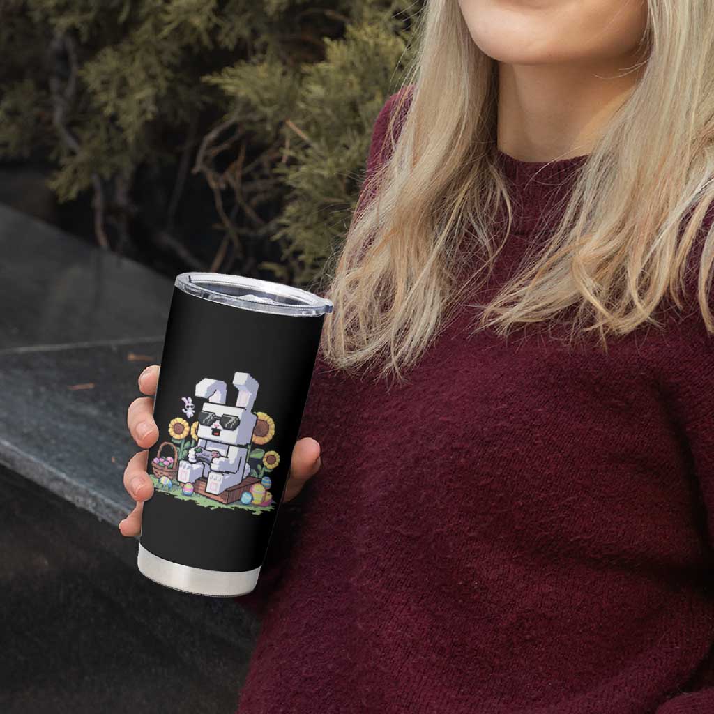 Pixel Art Gamer Bunny Easter Tumbler Cup Cool Retro Gaming Vibes