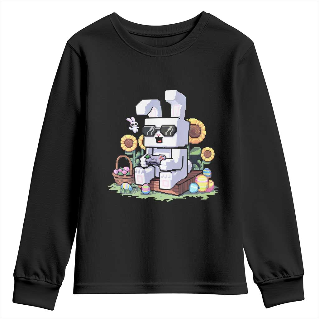 Pixel Art Gamer Bunny Easter Youth Sweatshirt Cool Retro Gaming Vibes