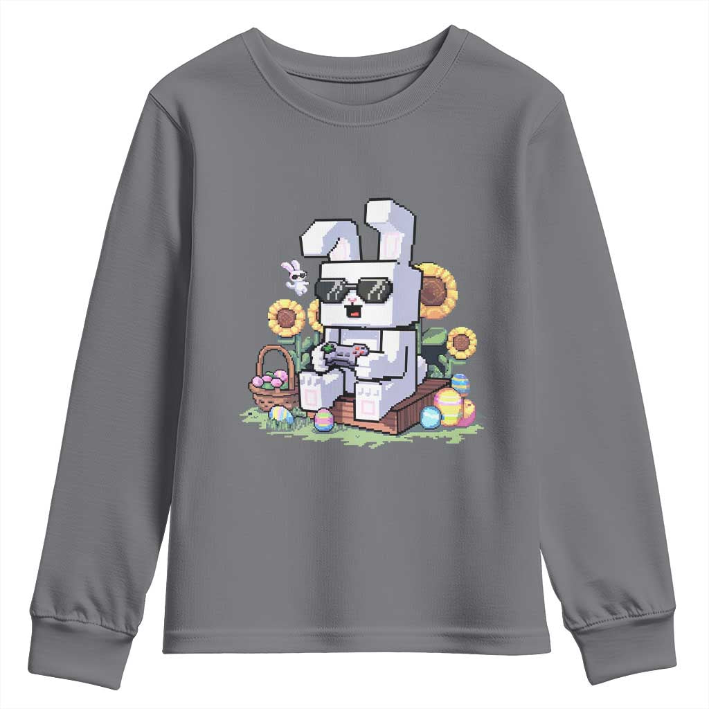 Pixel Art Gamer Bunny Easter Youth Sweatshirt Cool Retro Gaming Vibes