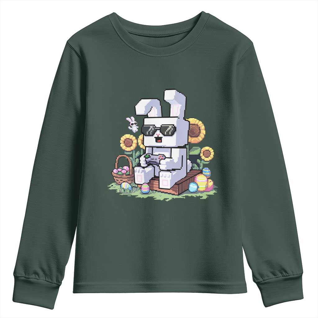 Pixel Art Gamer Bunny Easter Youth Sweatshirt Cool Retro Gaming Vibes