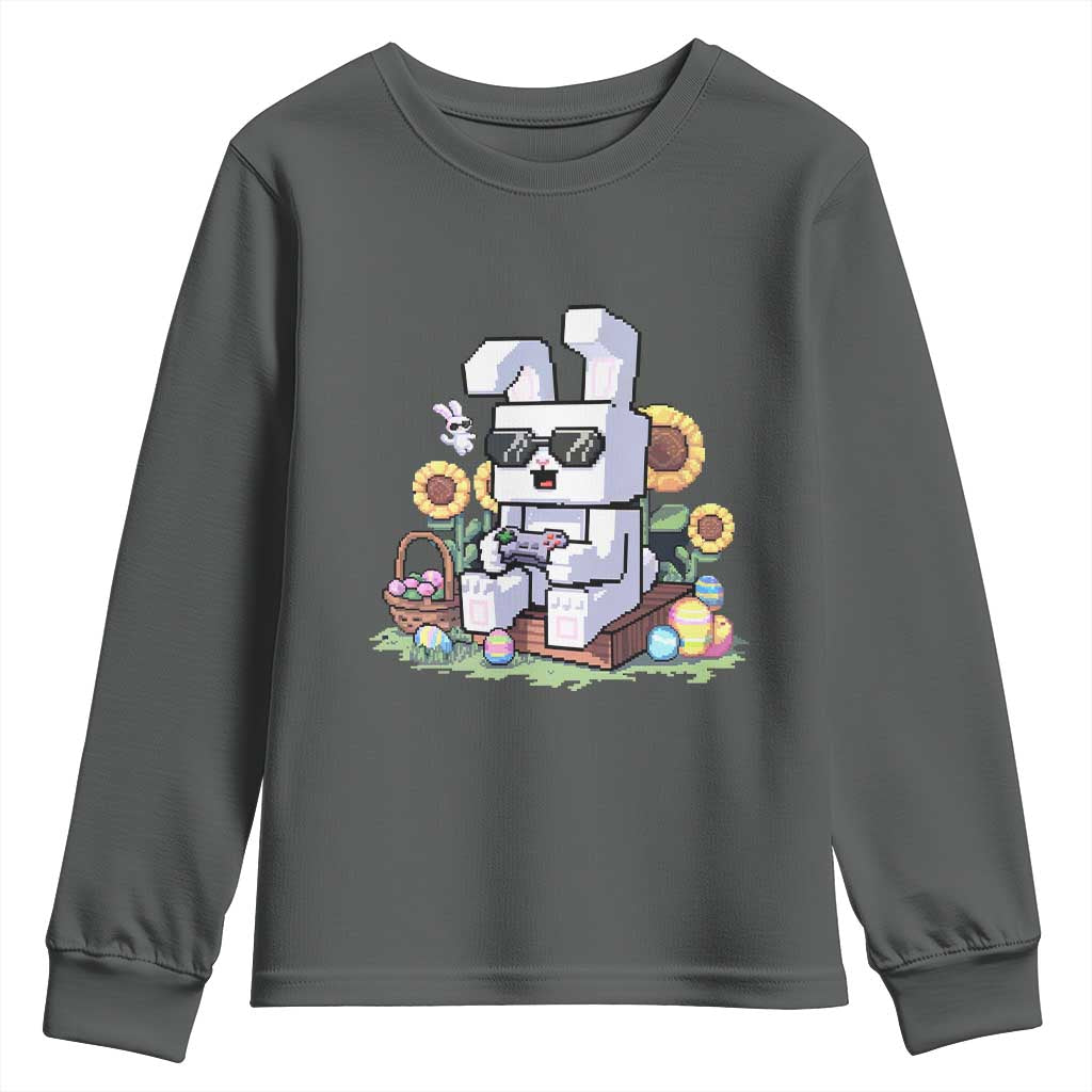 Pixel Art Gamer Bunny Easter Youth Sweatshirt Cool Retro Gaming Vibes