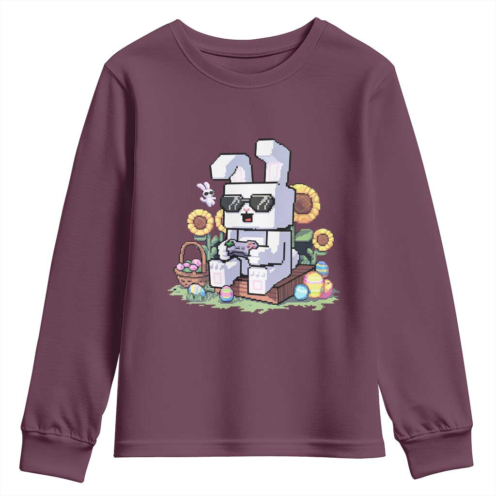 Pixel Art Gamer Bunny Easter Youth Sweatshirt Cool Retro Gaming Vibes