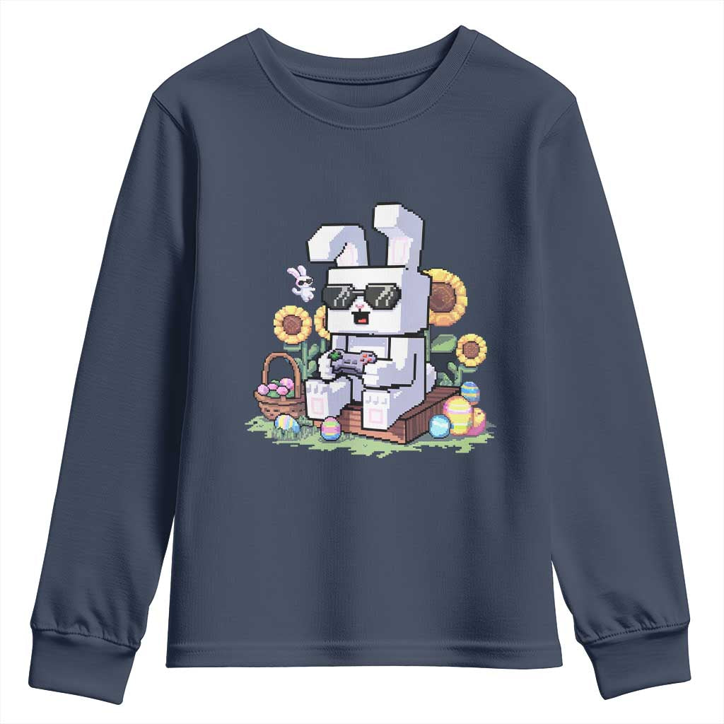 Pixel Art Gamer Bunny Easter Youth Sweatshirt Cool Retro Gaming Vibes