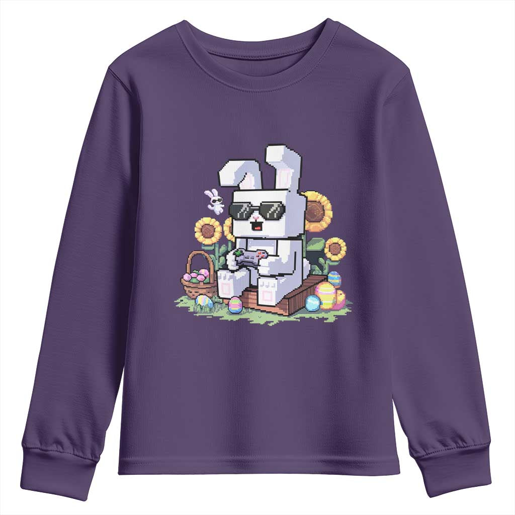 Pixel Art Gamer Bunny Easter Youth Sweatshirt Cool Retro Gaming Vibes