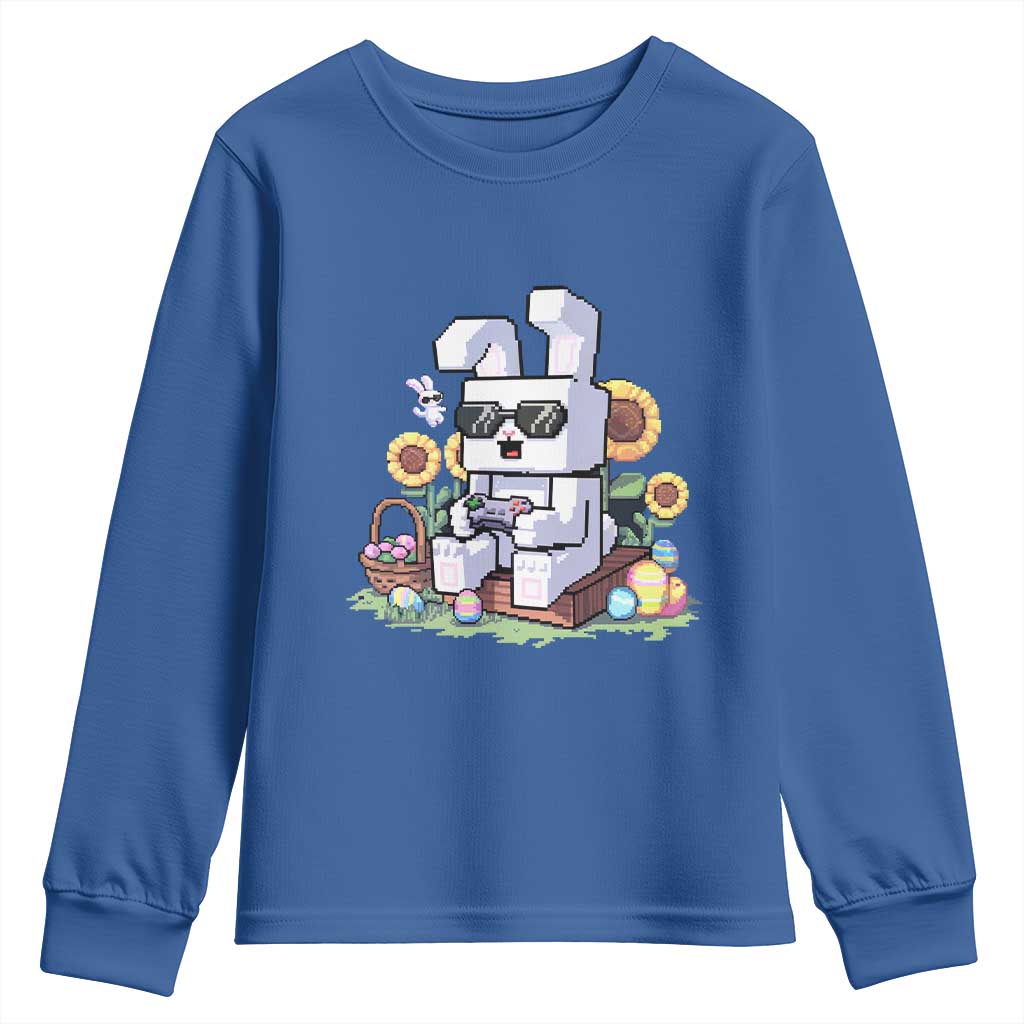Pixel Art Gamer Bunny Easter Youth Sweatshirt Cool Retro Gaming Vibes