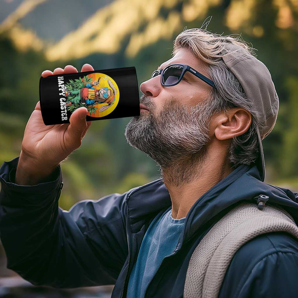 Happy 420 Easter 4 in 1 Can Cooler Tumbler Funny Bunny Smoking Weed