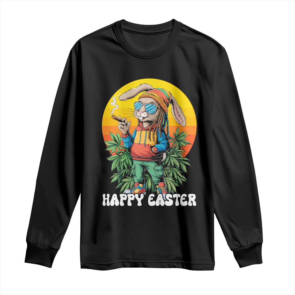 Happy 420 Easter Long Sleeve Shirt Funny Bunny Smoking Weed