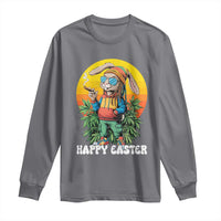 Happy 420 Easter Long Sleeve Shirt Funny Bunny Smoking Weed