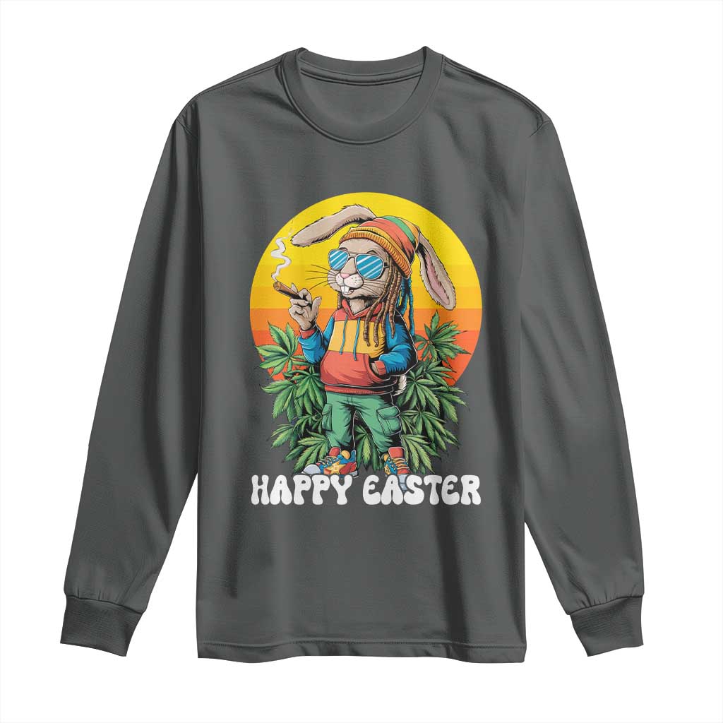 Happy 420 Easter Long Sleeve Shirt Funny Bunny Smoking Weed