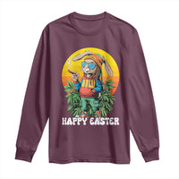 Happy 420 Easter Long Sleeve Shirt Funny Bunny Smoking Weed