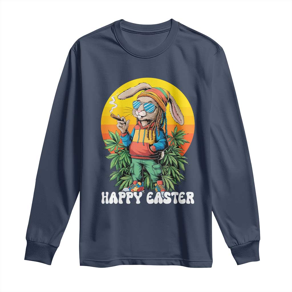 Happy 420 Easter Long Sleeve Shirt Funny Bunny Smoking Weed