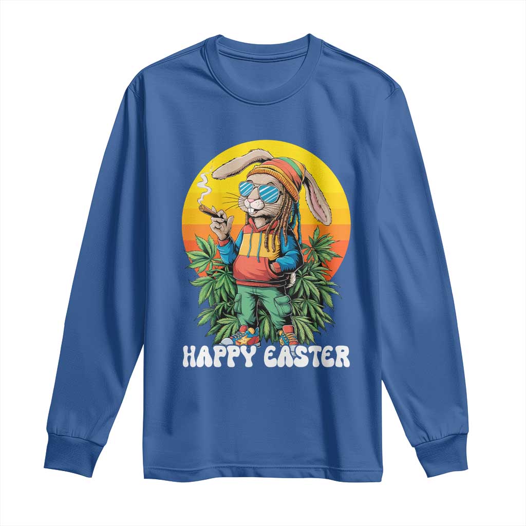 Happy 420 Easter Long Sleeve Shirt Funny Bunny Smoking Weed