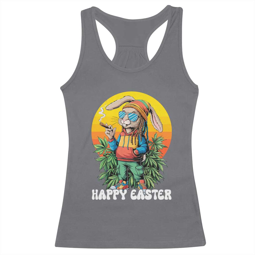 Happy 420 Easter Racerback Tank Top Funny Bunny Smoking Weed