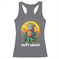 Happy 420 Easter Racerback Tank Top Funny Bunny Smoking Weed