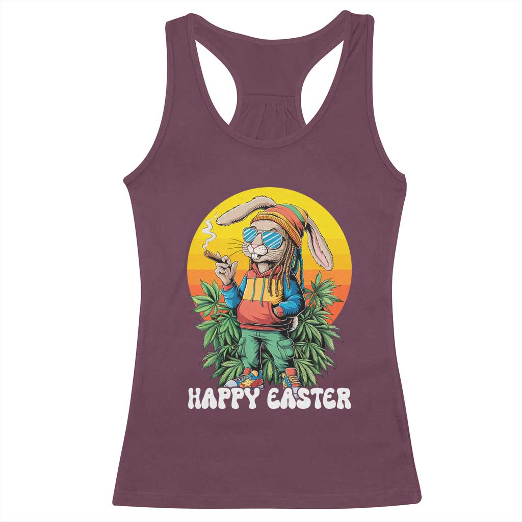 Happy 420 Easter Racerback Tank Top Funny Bunny Smoking Weed
