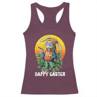 Happy 420 Easter Racerback Tank Top Funny Bunny Smoking Weed
