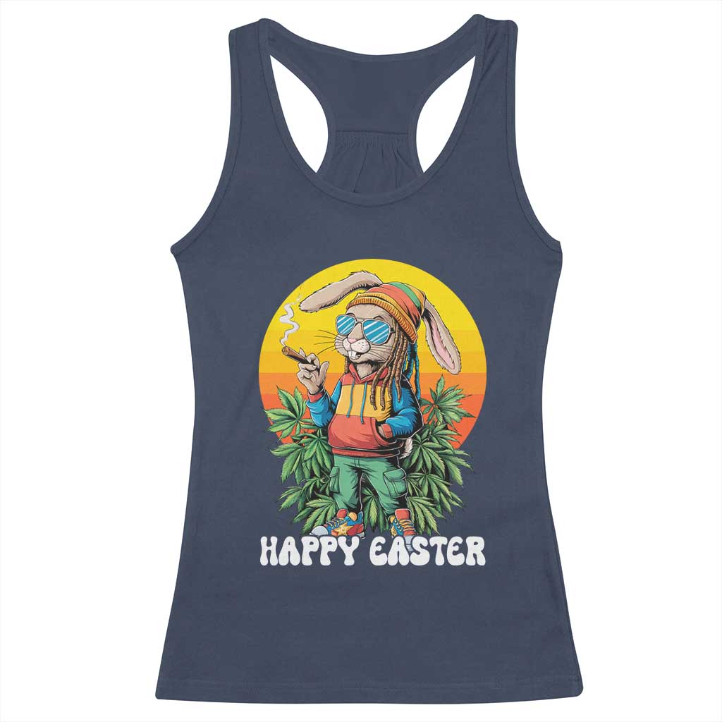 Happy 420 Easter Racerback Tank Top Funny Bunny Smoking Weed