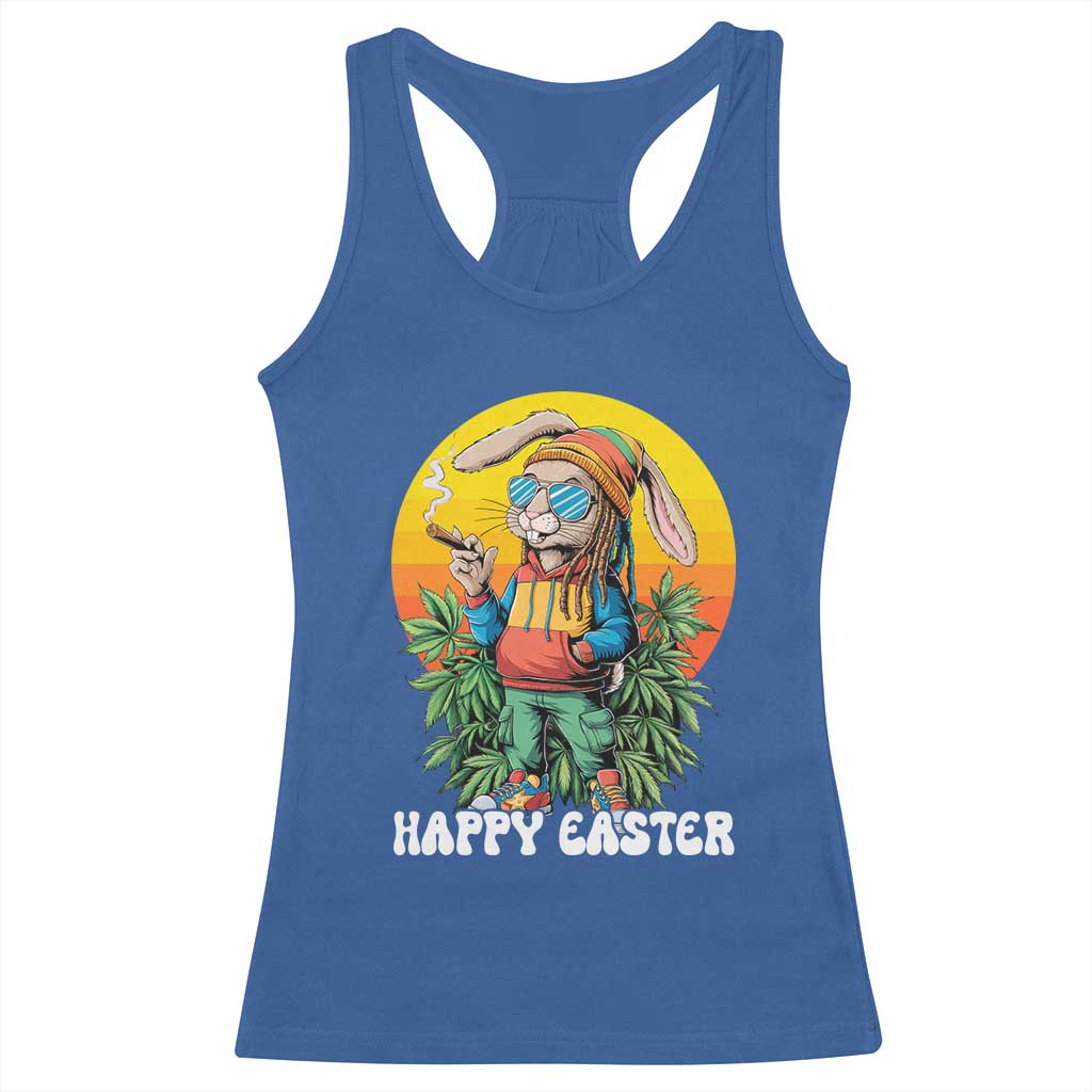 Happy 420 Easter Racerback Tank Top Funny Bunny Smoking Weed
