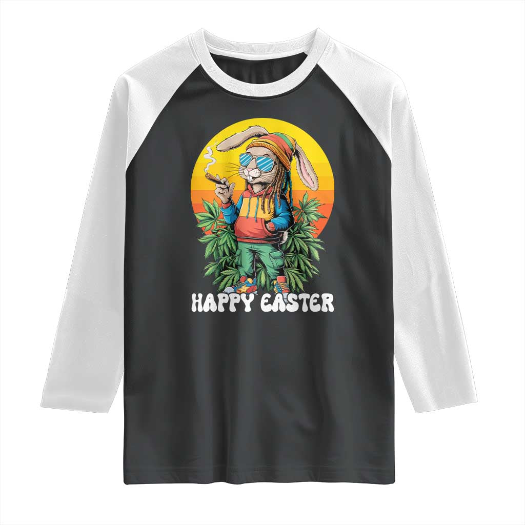 Happy 420 Easter Raglan Shirt Funny Bunny Smoking Weed