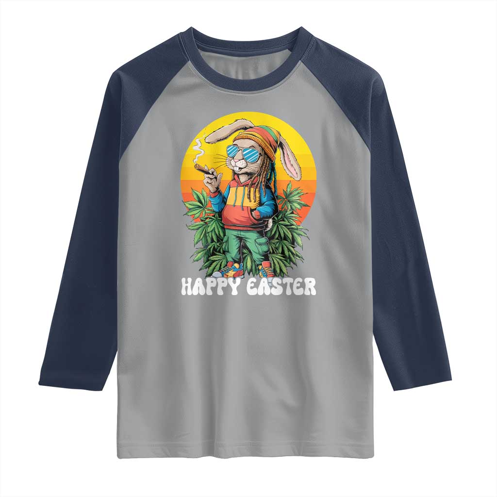 Happy 420 Easter Raglan Shirt Funny Bunny Smoking Weed