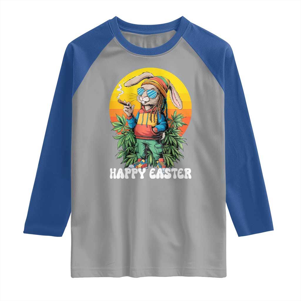 Happy 420 Easter Raglan Shirt Funny Bunny Smoking Weed