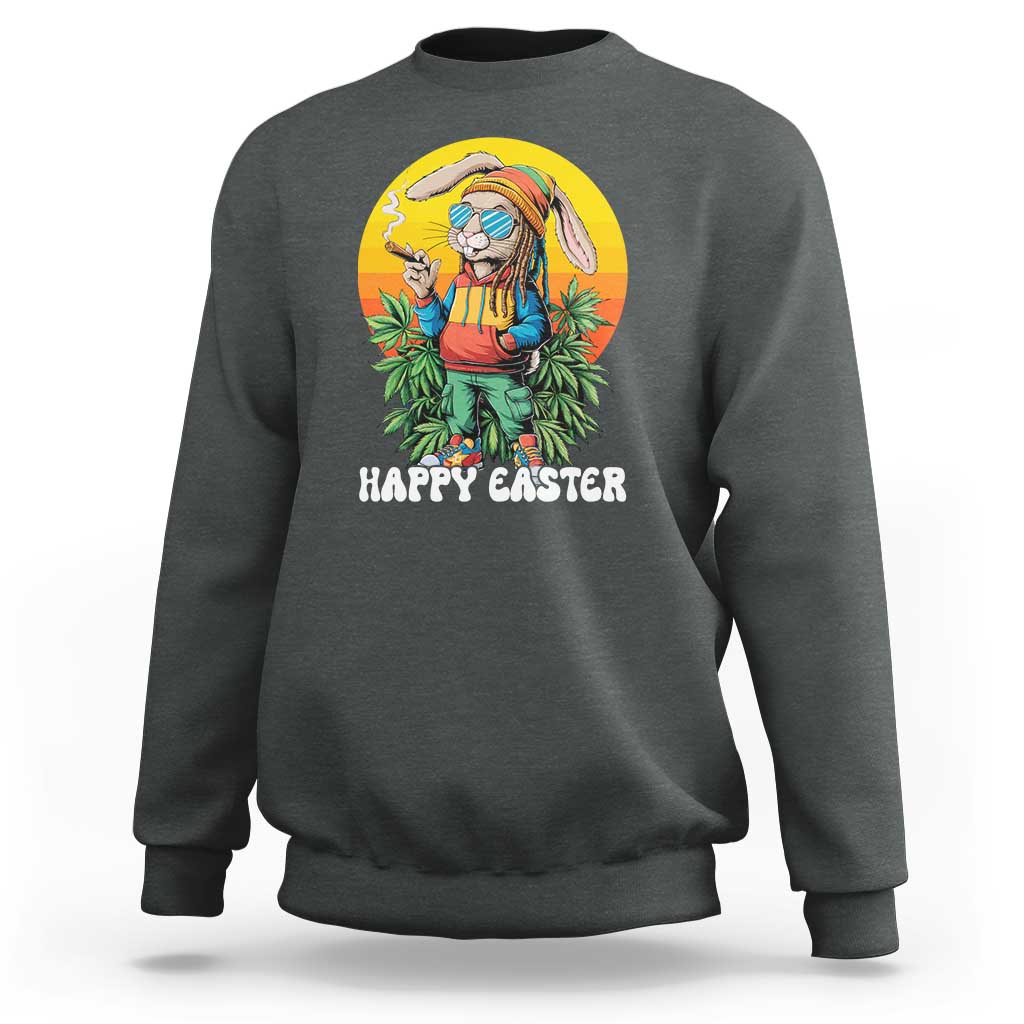Happy 420 Easter Sweatshirt Funny Bunny Smoking Weed
