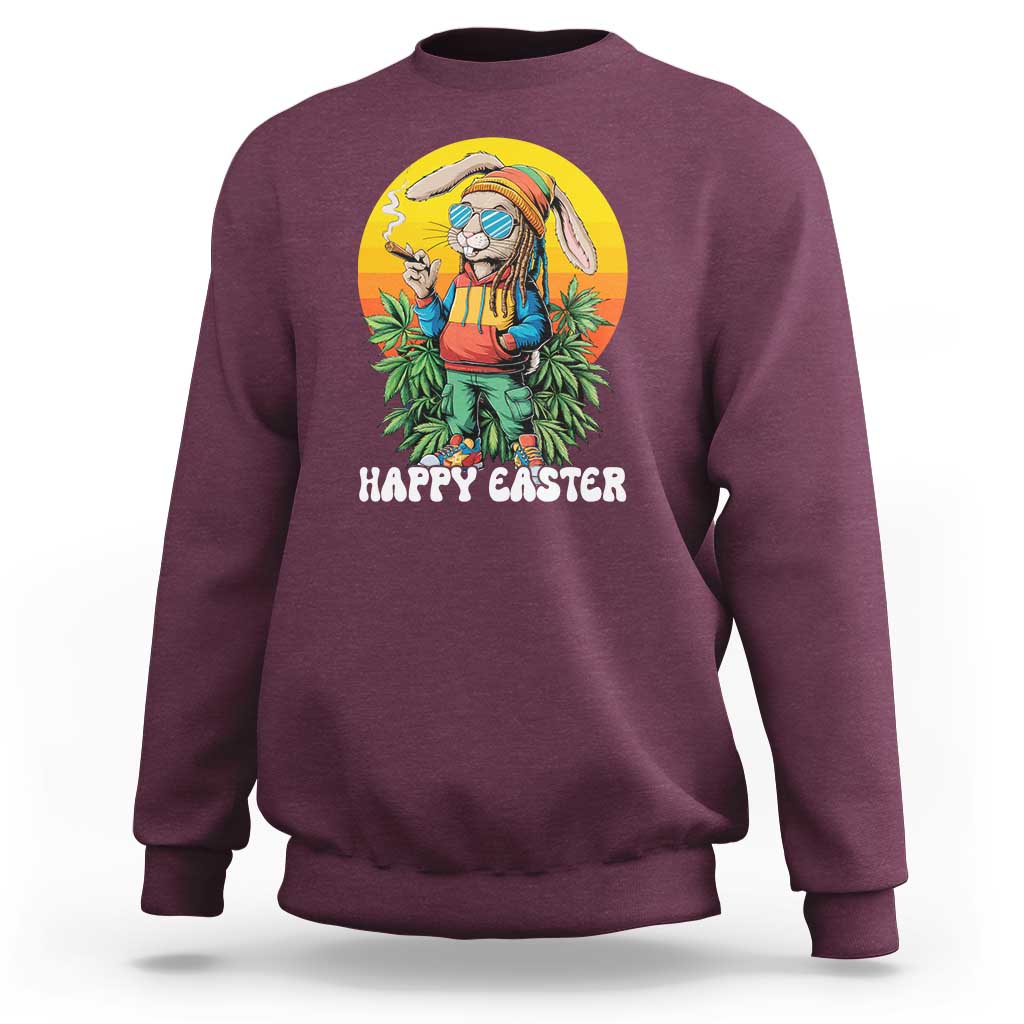 Happy 420 Easter Sweatshirt Funny Bunny Smoking Weed