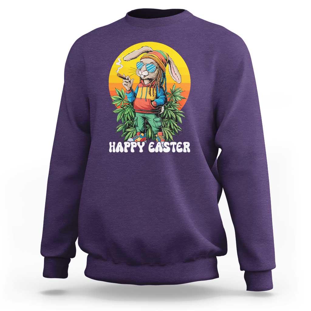 Happy 420 Easter Sweatshirt Funny Bunny Smoking Weed