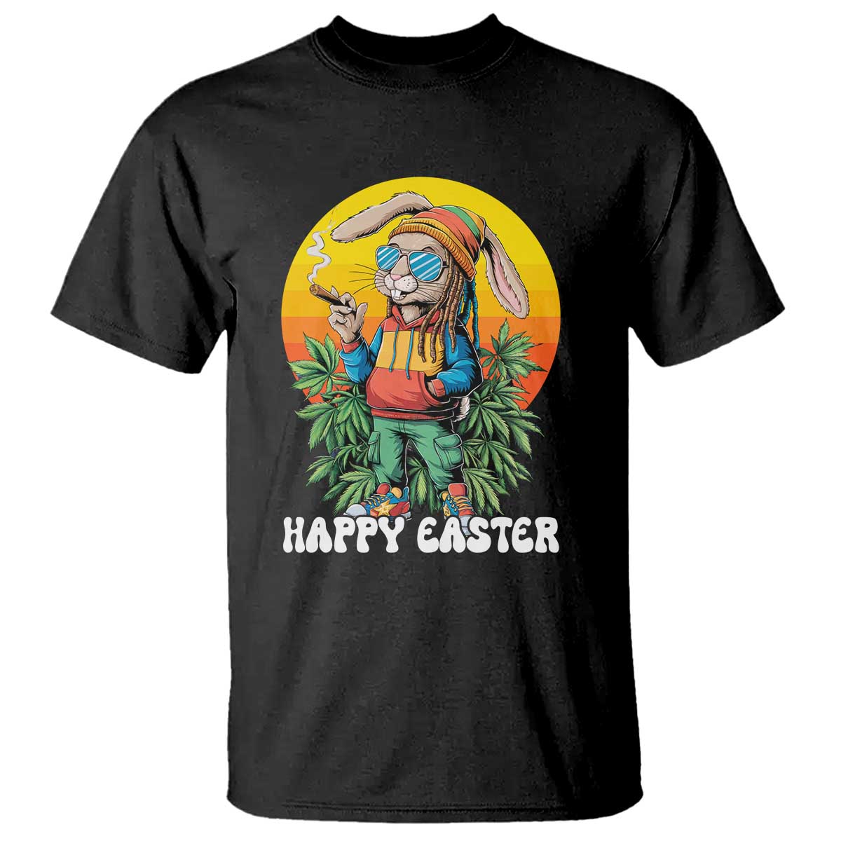 Happy 420 Easter T Shirt Funny Bunny Smoking Weed