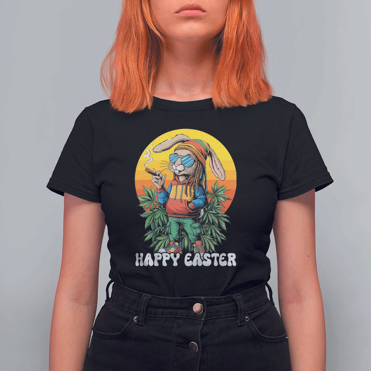 Happy 420 Easter T Shirt For Women Funny Bunny Smoking Weed