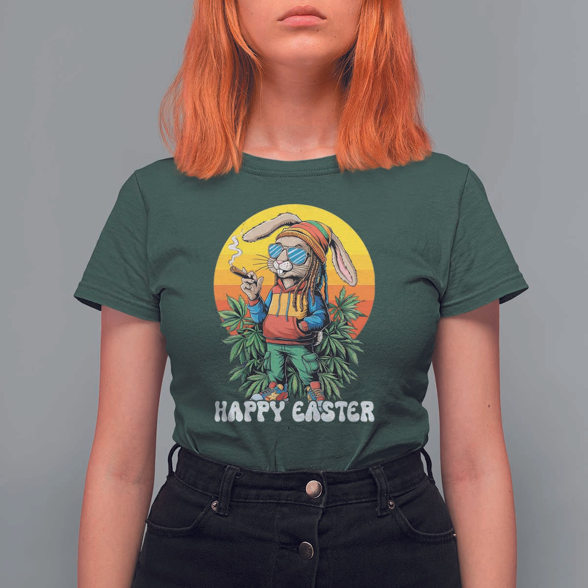 Happy 420 Easter T Shirt For Women Funny Bunny Smoking Weed