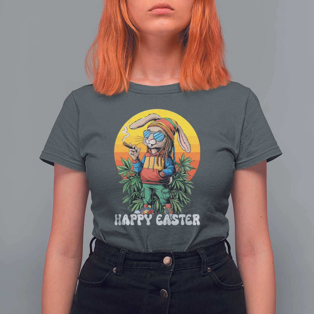 Happy 420 Easter T Shirt For Women Funny Bunny Smoking Weed