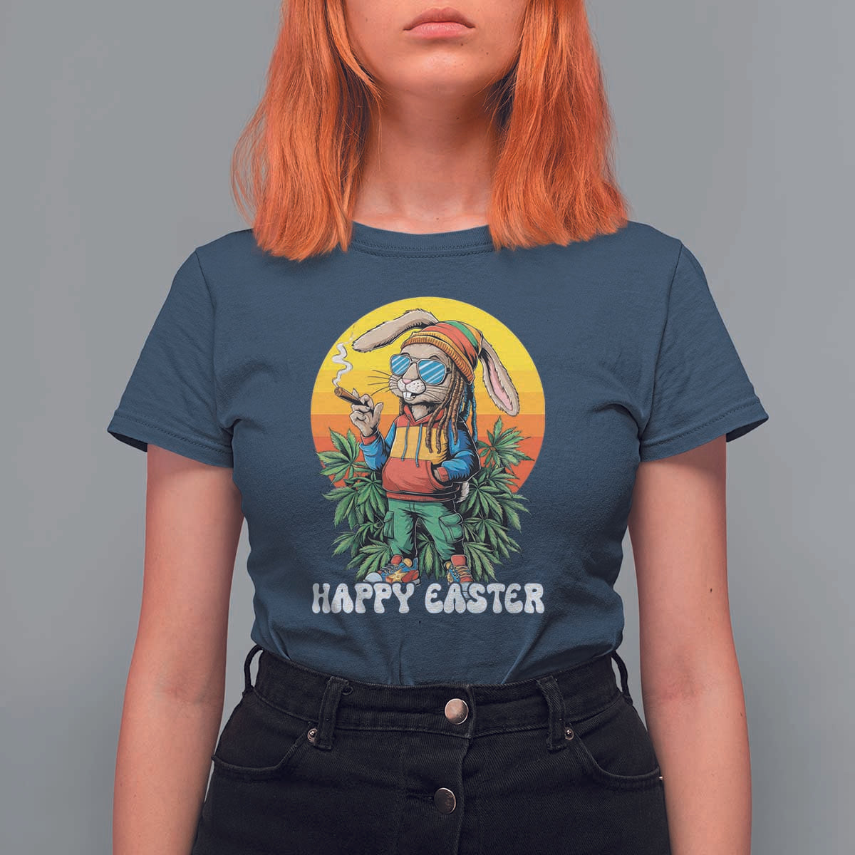 Happy 420 Easter T Shirt For Women Funny Bunny Smoking Weed