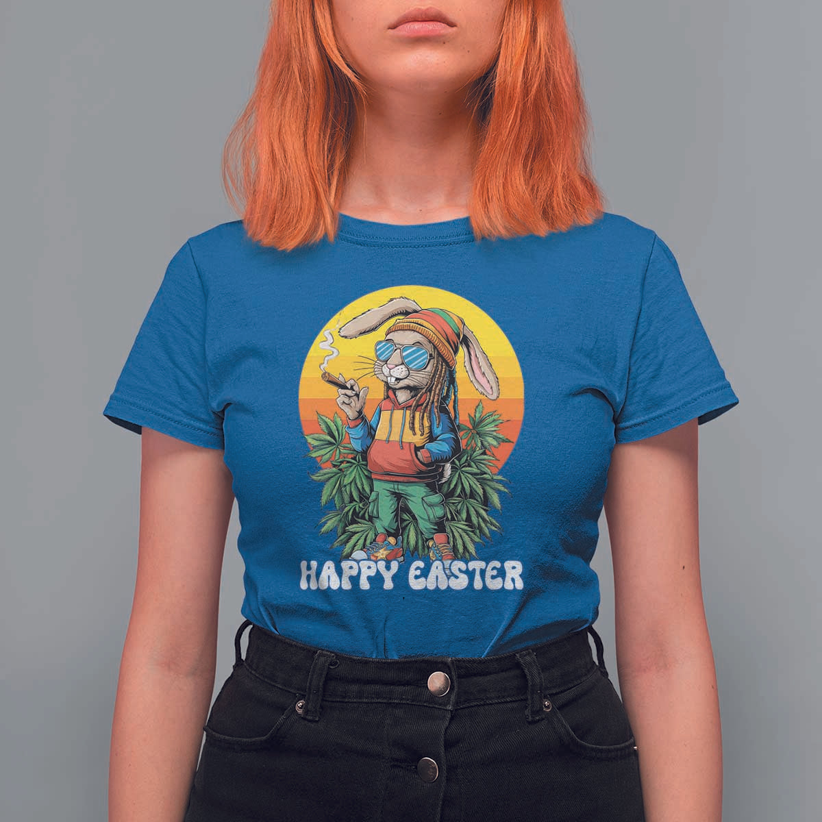 Happy 420 Easter T Shirt For Women Funny Bunny Smoking Weed