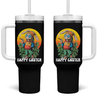 Happy 420 Easter Tumbler With Handle Funny Bunny Smoking Weed