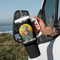 Happy 420 Easter Tumbler With Handle Funny Bunny Smoking Weed