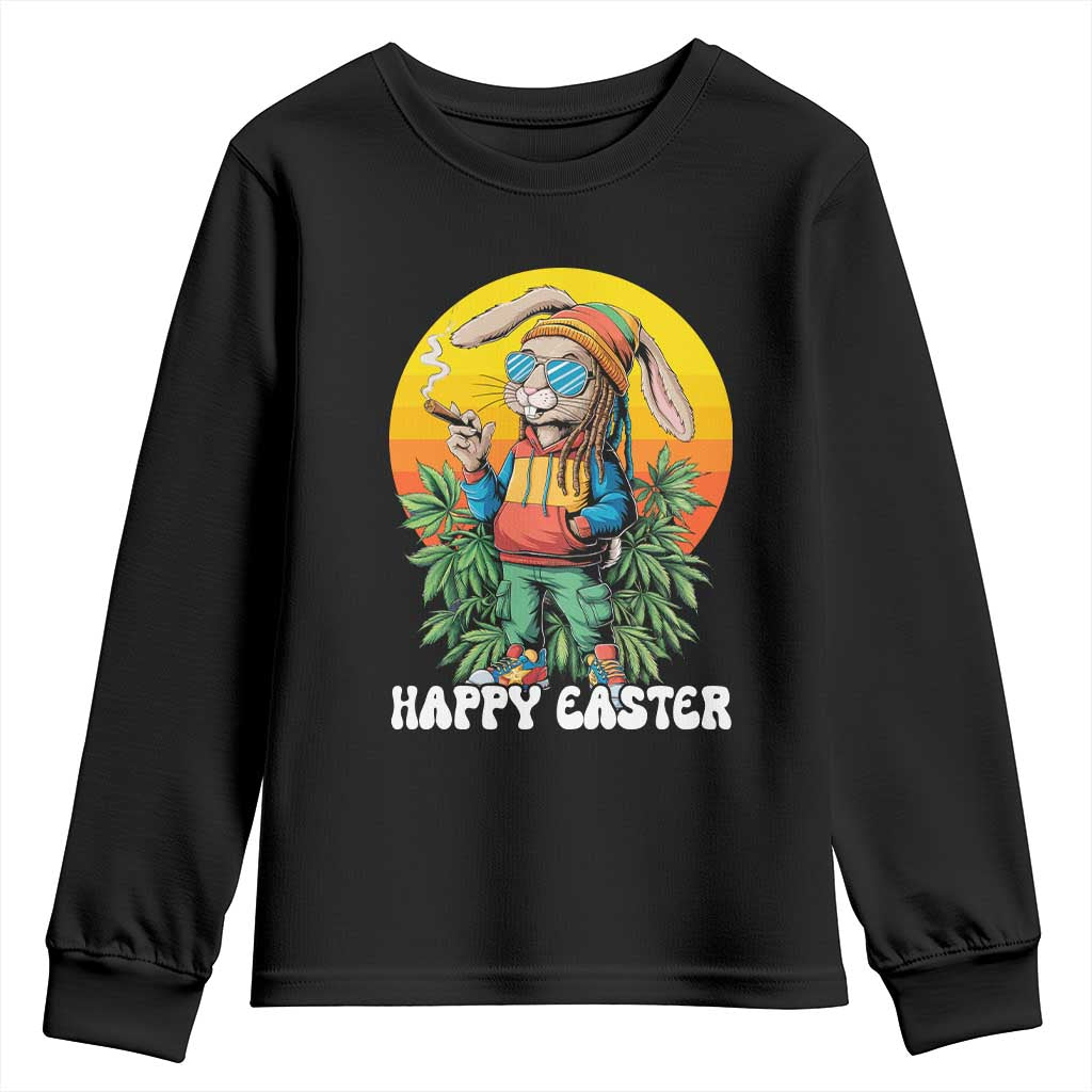 Happy 420 Easter Youth Sweatshirt Funny Bunny Smoking Weed