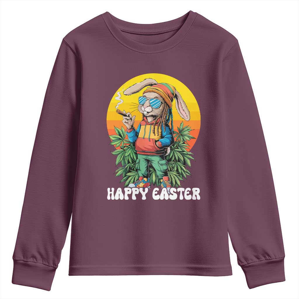Happy 420 Easter Youth Sweatshirt Funny Bunny Smoking Weed