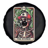 Skeleton 420 The Stoner Spare Tire Cover Retro Tarot Card Weed Lover Cannabis Trippy Vibes