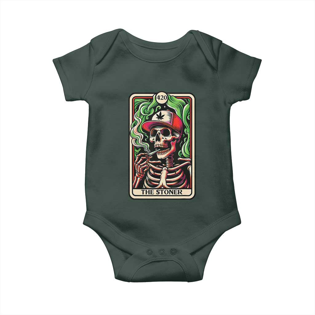 Skeleton 420 The Stoner Baby Onesie Retro Tarot Card Weed Lover Cannabis Trippy Vibes