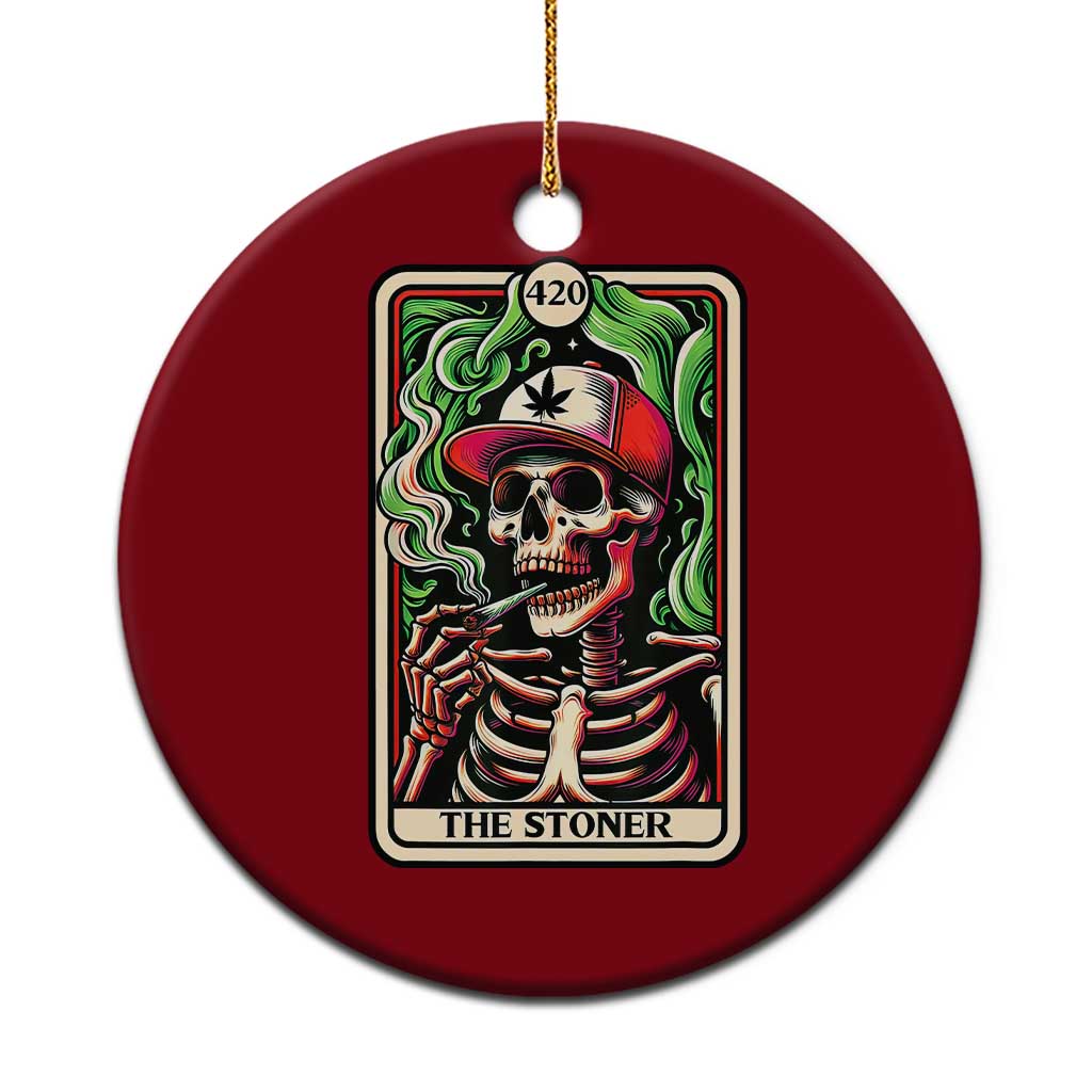 Skeleton 420 The Stoner Ceramic Ornament Retro Tarot Card Weed Lover Cannabis Trippy Vibes - Wonder Print Shop