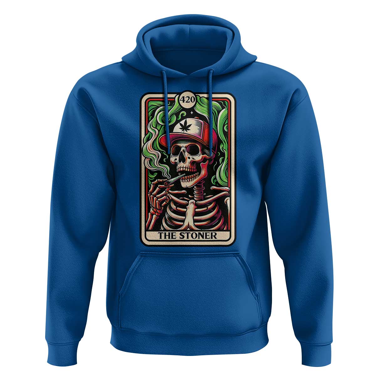 Skeleton 420 The Stoner Hoodie Retro Tarot Card Weed Lover Cannabis Trippy Vibes