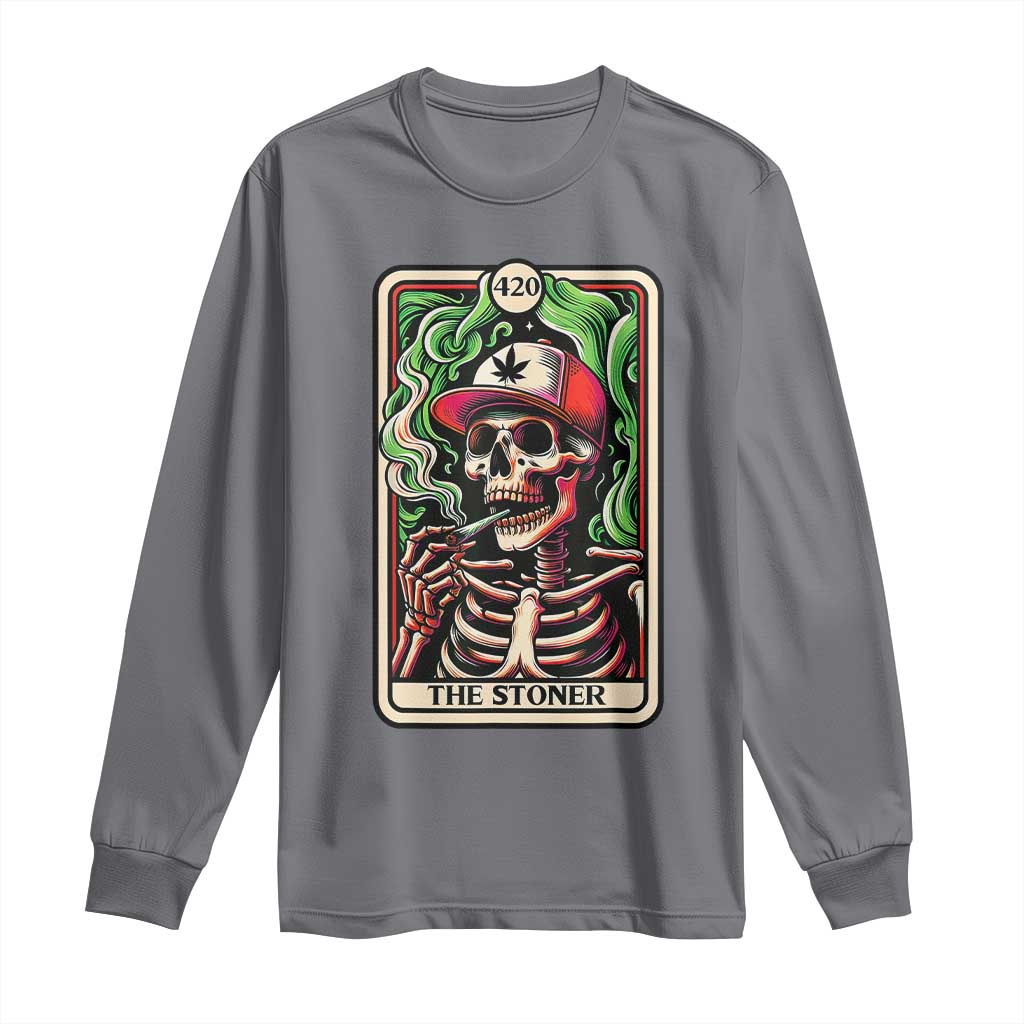 Skeleton 420 The Stoner Long Sleeve Shirt Retro Tarot Card Weed Lover Cannabis Trippy Vibes