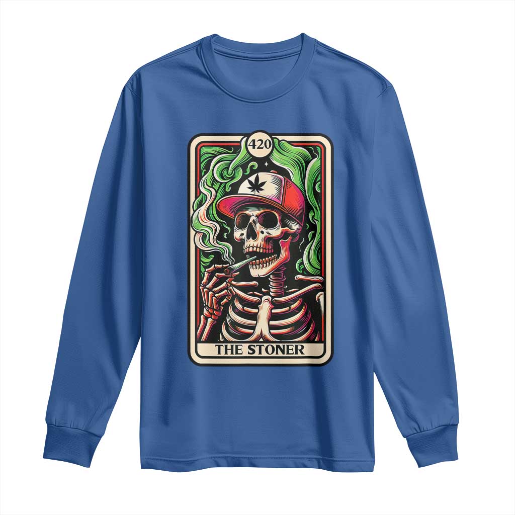 Skeleton 420 The Stoner Long Sleeve Shirt Retro Tarot Card Weed Lover Cannabis Trippy Vibes